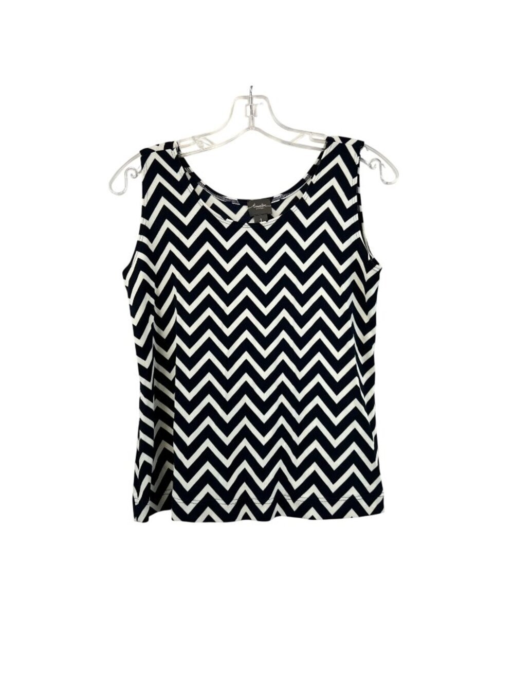 Travelers by Chico’s Womens Chevron Tank Top Cropped Navy/White Size Medium